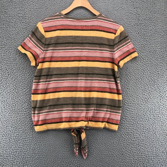 Madewell Shirt Womens Medium TeXTURE & THREAD Multicolor Stripe Tied Front Tee - Picture 3 of 10